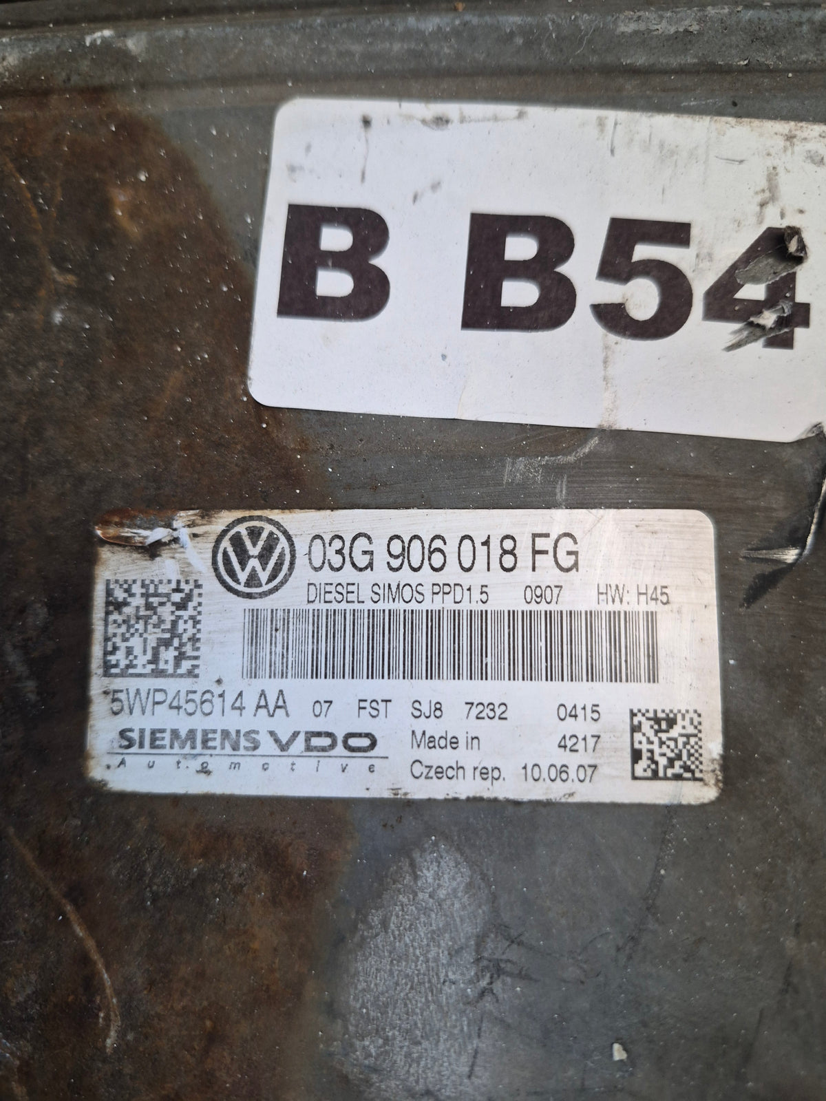 2007 VW PASSAT 2.0 SE TDI 4DR ENGINE CONTROL UNIT ECU 03G906018FG