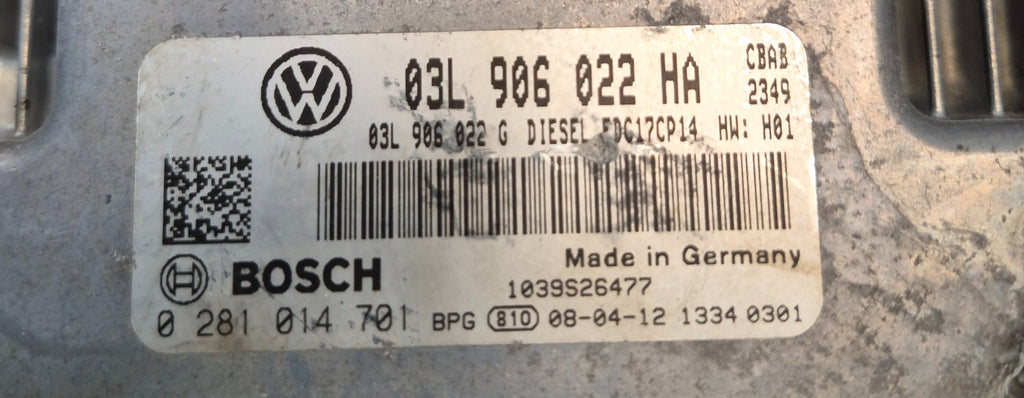 2008 AUDI A3 2.0 TDI BNN ENGINE ECU ELECTRONIC CONTROL UNIT 03G906018DN GENUINE