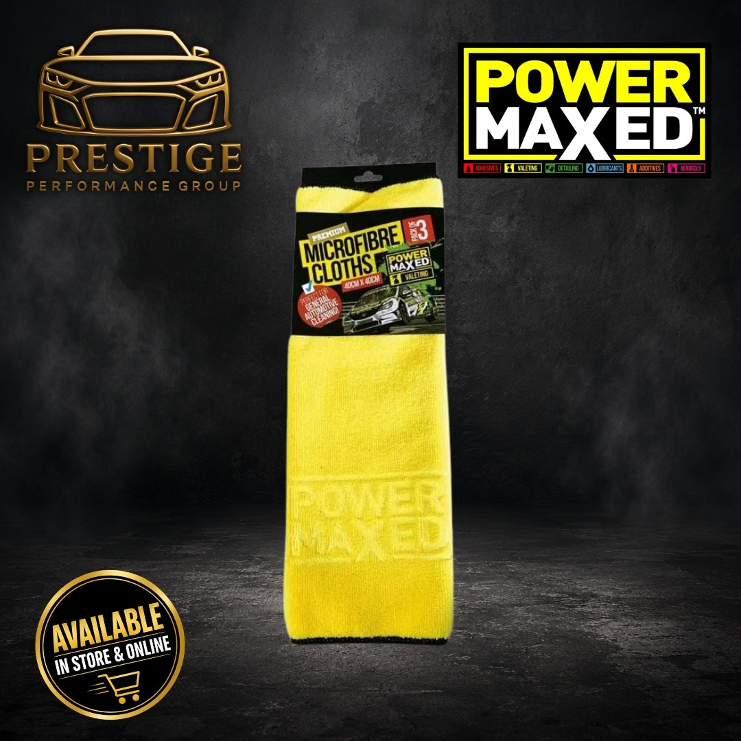 Power Maxed Premium Microfibre Cloths (3 Pack) - 40cm x 40cm