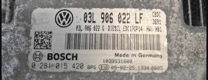 2011 VOLKSWAGEN GOLF 2.0 Tdi ENGINE ECU 03L 906 022LF