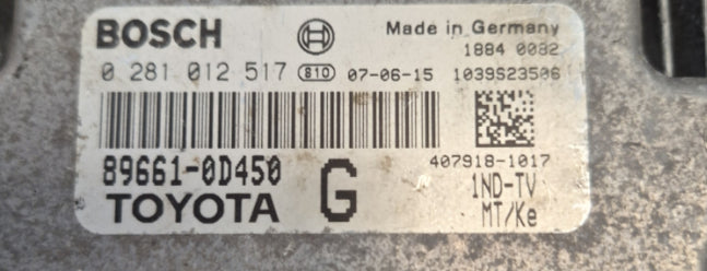 2007 TOYOTA YARIS MK2 - 1.4 DIESEL ECU ENGINE CONTROL UNIT 89661-0D450