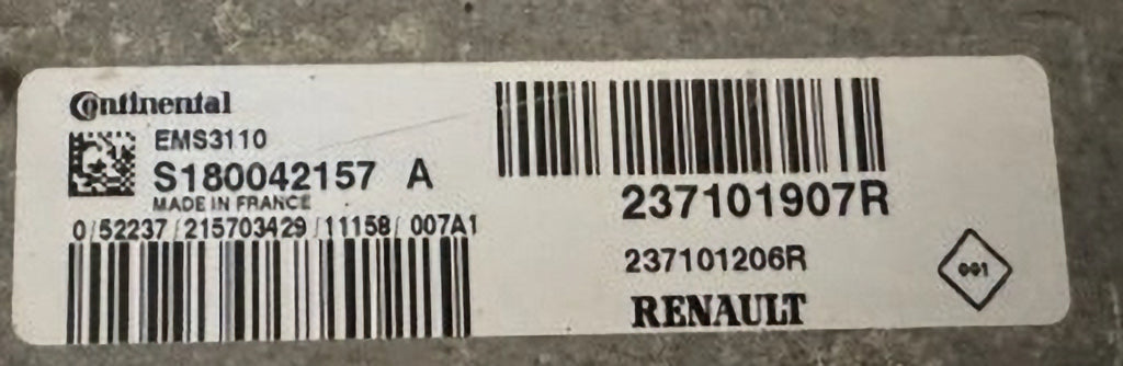 2012 RENAULT CLIO 1.2 PETROL ENGINE CONTROL UNIT ECU MODULE 237101907R