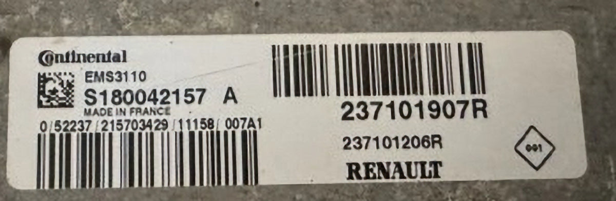 2012 RENAULT CLIO 1.2 PETROL ENGINE CONTROL UNIT ECU MODULE 237101907R
